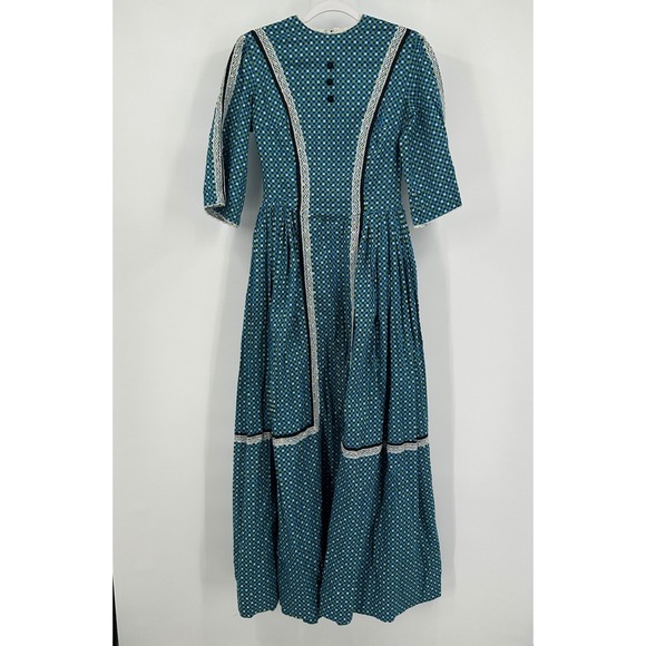 Handmade Dresses & Skirts - Womens 70s Vintage Handmade Cottagecore Prairie Maxi Dress Size S Floral Modest